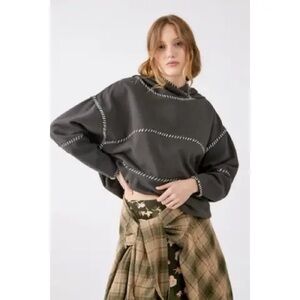 BDG Charcoal Stitch-Trim Crewneck Sweatshirt